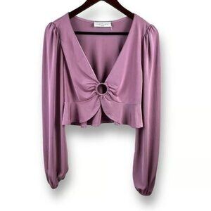 American Threads lavender cropped blouse size M